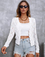 TINYA Women's Long Sleeve Crochet Knit Cardigan - Boho Chic Open Front Sweater with Intricate Patterns, Soft Breathable Outerwear for Spring/Fall, S-XXL