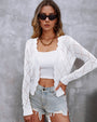 TINYA Women's Long Sleeve Crochet Knit Cardigan - Boho Chic Open Front Sweater with Intricate Patterns, Soft Breathable Outerwear for Spring/Fall, S-XXL