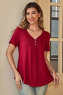 Women's Plus Size Short Sleeve V-Neck Tunic Tops Blouse