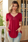 Women's Plus Size Short Sleeve V-Neck Tunic Tops Blouse