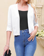 Solid Cropped 3 4 Sleeve Open Front Cardigans Sweater