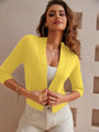Women's 3/4 Sleeve Cropped Cardigan Knit Sweaters Lightweight Open Front Shrug Bolero S-2XL