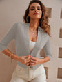 Women's 3/4 Sleeve Cropped Cardigan Knit Sweaters Lightweight Open Front Shrug Bolero S-2XL