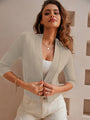 Women's 3/4 Sleeve Cropped Cardigan Knit Sweaters Lightweight Open Front Shrug Bolero S-2XL