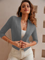 Women's 3/4 Sleeve Cropped Cardigan Knit Sweaters Lightweight Open Front Shrug Bolero S-2XL