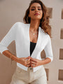 Women's 3/4 Sleeve Cropped Cardigan Knit Sweaters Lightweight Open Front Shrug Bolero S-2XL