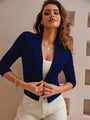 Women's 3/4 Sleeve Cropped Cardigan Knit Sweaters Lightweight Open Front Shrug Bolero S-2XL