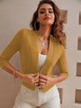 Women's 3/4 Sleeve Cropped Cardigan Knit Sweaters Lightweight Open Front Shrug Bolero S-2XL