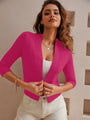 Women's 3/4 Sleeve Cropped Cardigan Knit Sweaters Lightweight Open Front Shrug Bolero S-2XL