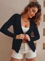 Women's Lightweight Button Collar Open Front Long Sleeve Casual V-Neck Soft Knit Cardigan Sweater Top