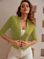 Women's 3/4 Sleeve Cropped Cardigan Knit Sweaters Lightweight Open Front Shrug Bolero S-2XL