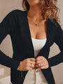 Women's Lightweight Button Collar Open Front Long Sleeve Casual V-Neck Soft Knit Cardigan Sweater Top