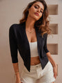 Women's 3/4 Sleeve Cropped Cardigan Knit Sweaters Lightweight Open Front Shrug Bolero S-2XL