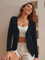 Women's Lightweight Button Collar Open Front Long Sleeve Casual V-Neck Soft Knit Cardigan Sweater Top