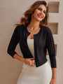 TINYA Women's Solid Cropped 3/4 Sleeve Open Front Cardigan Sweater - Lightweight Knit Layering Top for Spring/Summer/Autumn, S-XL