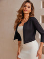 TINYA Women's Solid Cropped 3/4 Sleeve Open Front Cardigan Sweater - Lightweight Knit Layering Top for Spring/Summer/Autumn, S-XL