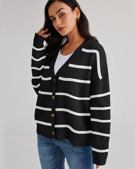 Oversized Open Front Button Lightweight Knit Cardigans