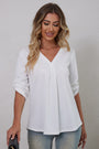 Women's Solid Plus Size 3/4 Sleeve V-Neck Tunic Tops Blouse