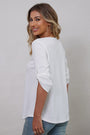 Women's Solid Plus Size 3/4 Sleeve V-Neck Tunic Tops Blouse