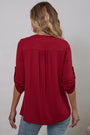Women's Plus Size 3/4 Rolled Sleeve V-Neck Tunic Tops Blouse