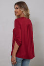 Women's Plus Size 3/4 Rolled Sleeve V-Neck Tunic Tops Blouse