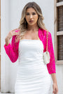 Women's Solid Color Lace Shrug 3/4 Sleeve Knitted Jacket Short Cardigan