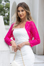 Women's Solid Color Lace Shrug 3/4 Sleeve Knitted Jacket Short Cardigan