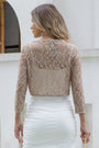 Women's Floral Lace 3/4 Sleeve Open Front Crop Jacket Cardigan