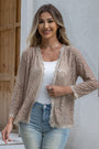 Women's Floral Lace Long Sleeve Open Front Scallop Trim Cardigan