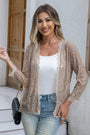 Women's Floral Lace Long Sleeve Open Front Scallop Trim Cardigan
