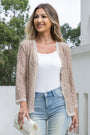 Women's Floral Lace Long Sleeve Open Front Scallop Trim Cardigan