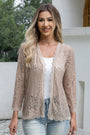 Women's Floral Lace Long Sleeve Open Front Scallop Trim Cardigan