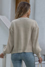 Solid Color V-Neck Pullover Woolen Knit Loose Casual Long Sleeve Cardigan