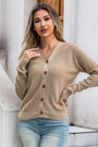 Solid Color V-Neck Pullover Woolen Knit Loose Casual Long Sleeve Cardigan