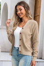 Solid Color V-Neck Pullover Woolen Knit Loose Casual Long Sleeve Cardigan