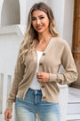 Solid Color V-Neck Pullover Woolen Knit Loose Casual Long Sleeve Cardigan