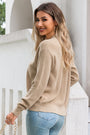 Solid Color V-Neck Pullover Woolen Knit Loose Casual Long Sleeve Cardigan