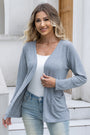 Women's Solid Long Sleeve Open Front Cardigan with Pockets