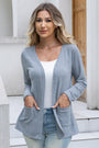 Women's Solid Long Sleeve Open Front Cardigan with Pockets
