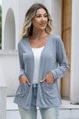 Women's Solid Long Sleeve Open Front Cardigan with Pockets
