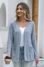 Women's Solid Long Sleeve Open Front Cardigan with Pockets