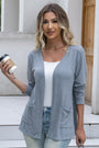 Women's Solid Long Sleeve Open Front Cardigan with Pockets