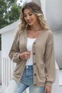 Womens Cardigan Drop Shoulder Button Waffle Knit Sweaters with Pockets