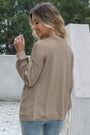 Womens Cardigan Drop Shoulder Button Waffle Knit Sweaters with Pockets