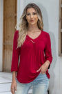 Women's Plus Size 3/4 Sleeve V-Neck Tunic Tops Blouse