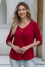 Women's Plus Size 3/4 Sleeve V-Neck Tunic Tops Blouse