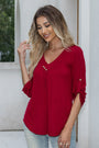 Women's Plus Size 3/4 Sleeve V-Neck Tunic Tops Blouse