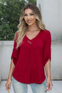 Women's Plus Size 3/4 Sleeve V-Neck Tunic Tops Blouse